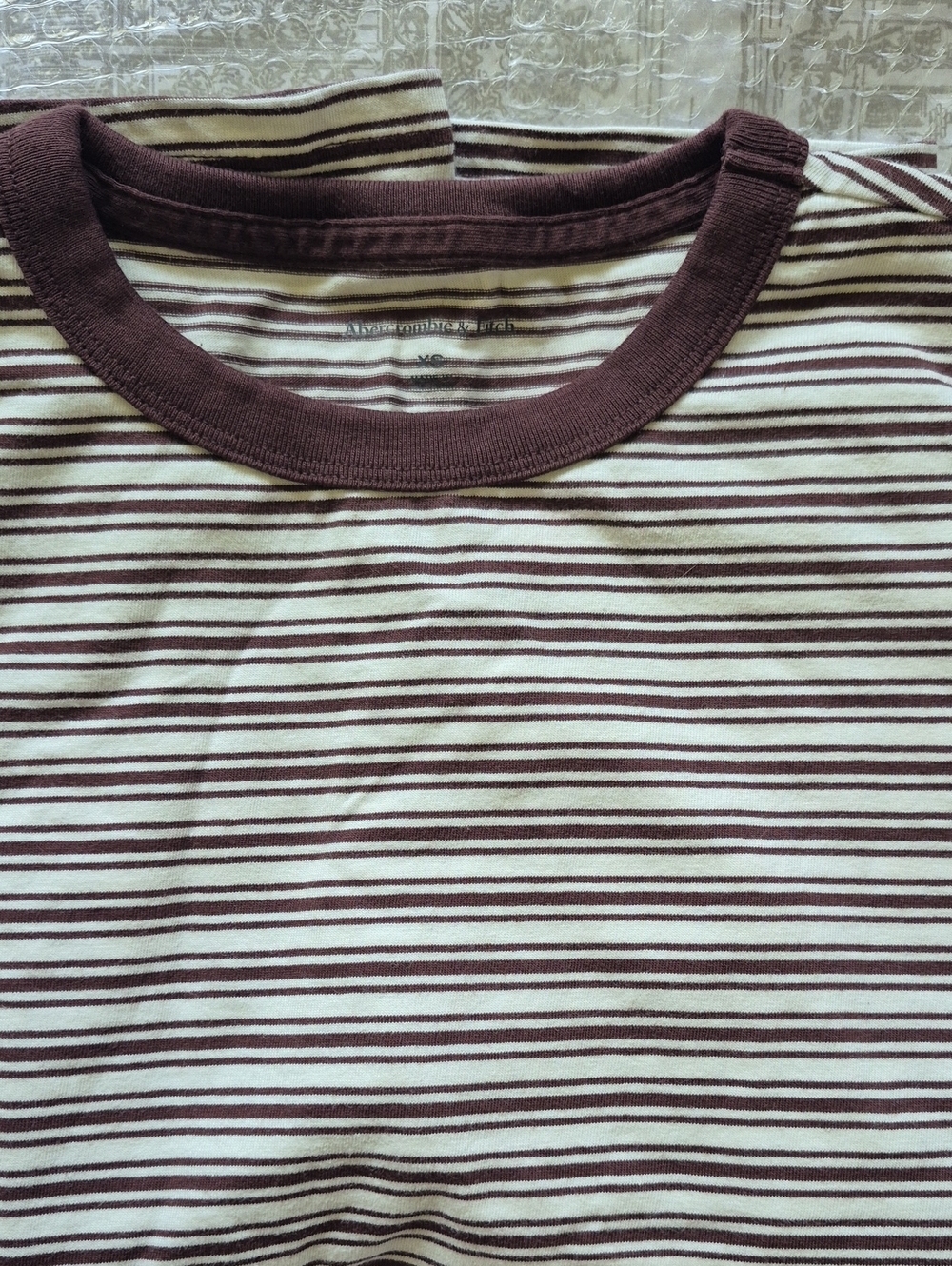 Abercrombie & Fitch Brown Cream Striped T-Shirt- Vintage Style - Picture 3 of 5